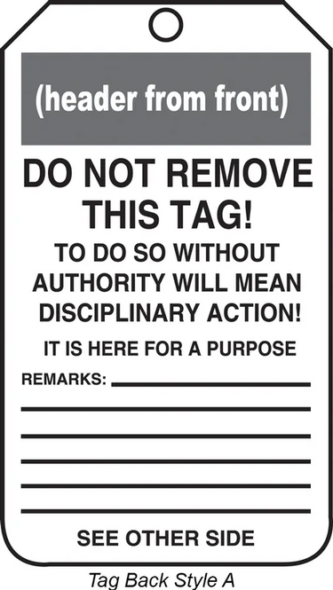 OSHA Notice Safety Tag: Blank with Do Not Remove Back – Lockout/Tagout