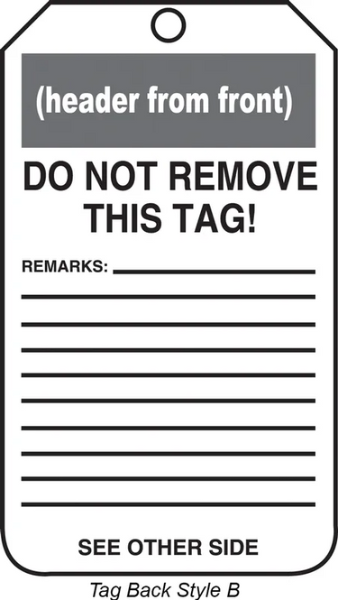 OSHA Notice Safety Tag: Blank with Do Not Remove Back – Lockout/Tagout