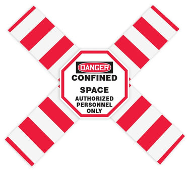 OSHA Danger Flanged Pipe Barrier Kit: Confined Space - Authorized Personnel Only – Lockout/Tagout