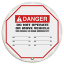 ANSI Danger Steering Wheel Message Cover: Do Not Operate Or Move Vehicle (Under Service) – Lockout/Tagout