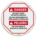 ANSI Danger Trilingual Steering Wheel Message Cover: Do Not Start or Move Vehicle – Lockout/Tagout