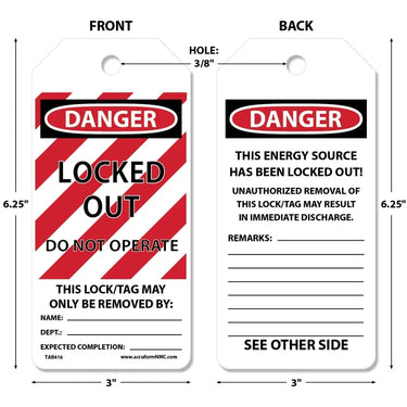 OSHA Danger Tags By-The-Roll: Locked Out Do Not Operate – Lockout/Tagout