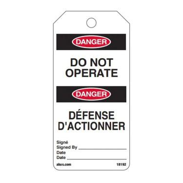 ABUS Tags On A Roll - Do Not Operate (Bilingual English/French) – Lockout/Tagout