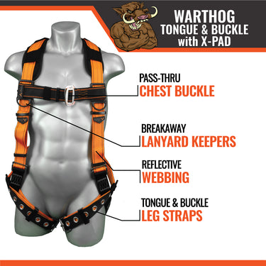 Malta Dynamics Warthog Tongue & Buckle Full-Body Harness with X-Pad – Fall Protection