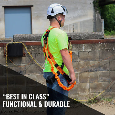 Malta Dynamics 4.5' - 6' Single Leg Stretch Internal Shock Absorbing Lanyard with 2 Steel Snap Hooks – Fall Protection
