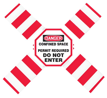 OSHA Danger Flanged Pipe Barrier Kit: Confined Space - Permit Required - Do Not Enter – Lockout/Tagout