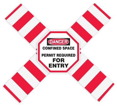 OSHA Danger Flanged Pipe Barrier Kit: Confined Space - Permit Required - For Entry – Lockout/Tagout