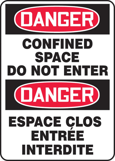 Bilingual OSHA Danger Safety Sign: Confined Space - Do Not Enter – Signs & Labels