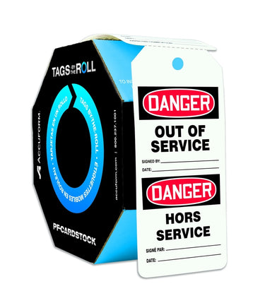 OSHA Danger Tags By-The-Roll: Out Of Service – Lockout/Tagout