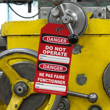 Bilingual OSHA Danger Tags By-The-Roll: Do Not Operate (Red) – Lockout/Tagout