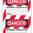 Bilingual OSHA Danger Tags By-The-Roll: Locked Out Do Not Operate – Lockout/Tagout