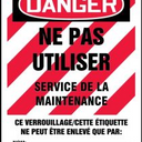 OSHA Danger Lockout Tag: Do Not Operate - Maintenance Department – Lockout/Tagout