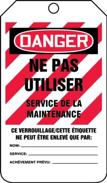 OSHA Danger Lockout Tag: Do Not Operate - Maintenance Department – Lockout/Tagout