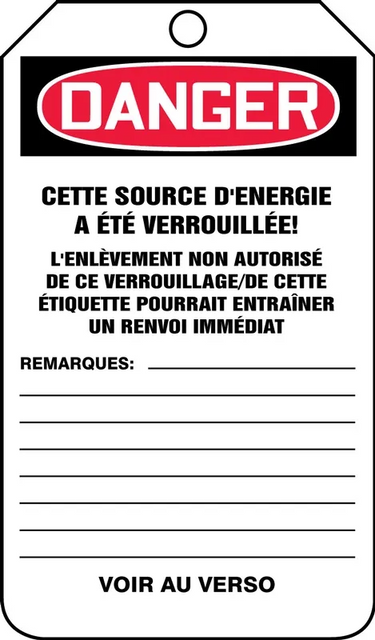 OSHA Danger Lockout Tag: Do Not Operate - Maintenance Department – Lockout/Tagout