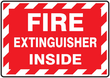 Fire Extinguisher Label: Fire Extinguisher Inside (Striped) – Signs & Labels