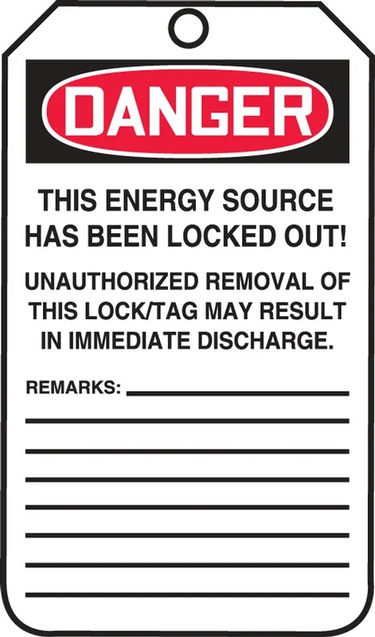 Danger: Do Not Operate Lockout Tags – Lockout/Tagout
