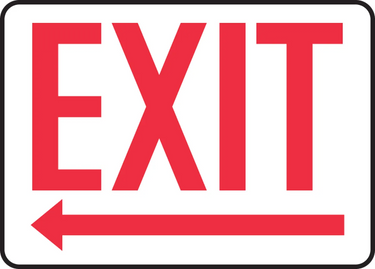 Safety Sign: Exit (Left Arrow Below) – Signs & Labels