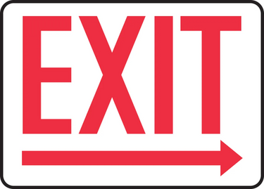 Safety Sign: Exit (Right Arrow Below) – Signs & Labels