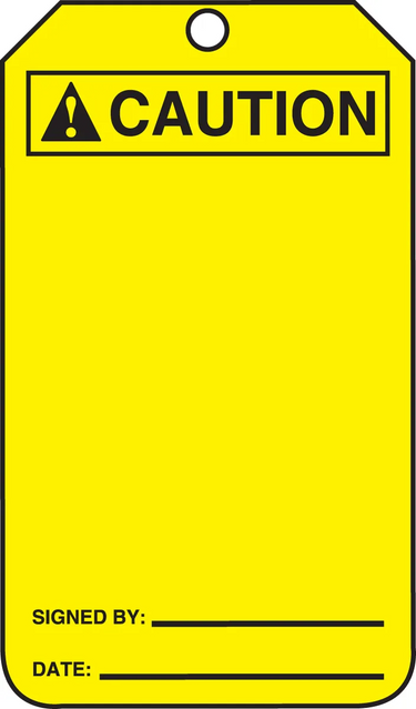 ANSI Caution Safety Tag: Blank - Signature - Date – Lockout/Tagout