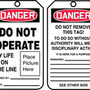 OSHA Danger Safety Tag: Do Not Operate - My Life Is On The Line (Place Picture Here) – Lockout/Tagout