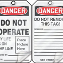 OSHA Danger Safety Tag: Do Not Operate - My Life Is On The Line (Place Picture Here) – Lockout/Tagout