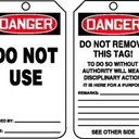 OSHA Danger Safety Tag: Do Not Use – Lockout/Tagout