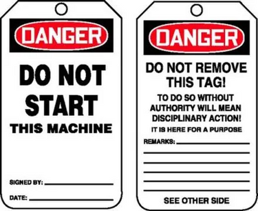 OSHA Danger Safety Tag: Do Not Start This Machine – Lockout/Tagout