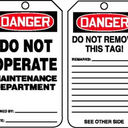 OSHA Danger Safety Tag: Do Not Operate - Maintenance Department – Lockout/Tagout