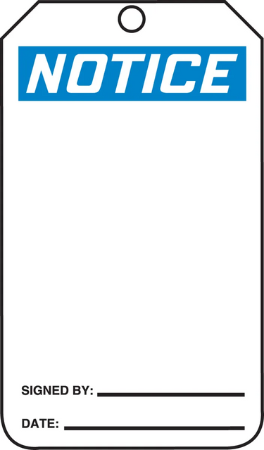 OSHA Notice Safety Tag: Blank with Do Not Remove Back – Lockout/Tagout