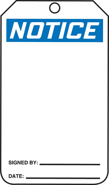 OSHA Notice Safety Tag: Blank/Do Not Remove – Lockout/Tagout
