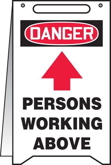 OSHA Danger Folding Floor Sign: Persons Working Above – Signs & Labels