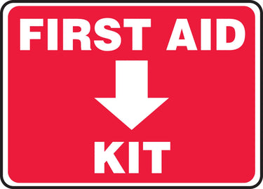 Safety Sign: First Aid Kit (White Arrow) – Signs & Labels