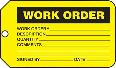 Safety Tag: Work Order – Lockout/Tagout