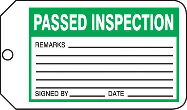 Safety Tag: Passed Inspection – Lockout/Tagout