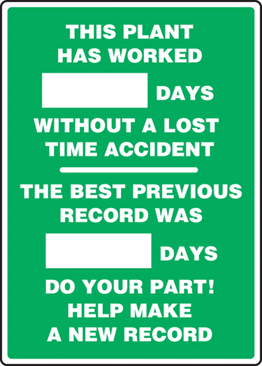 Write-A-Day Scoreboards: This Plant Has Worked _ Days Without A Lost Time Accident - Previous Record – Lockout/Tagout