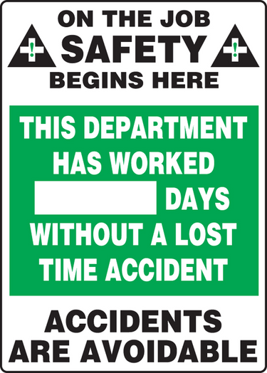 Write-A-Day Scoreboards: This Department Has Worked _ Days Without A Lost Time Accident – Lockout/Tagout