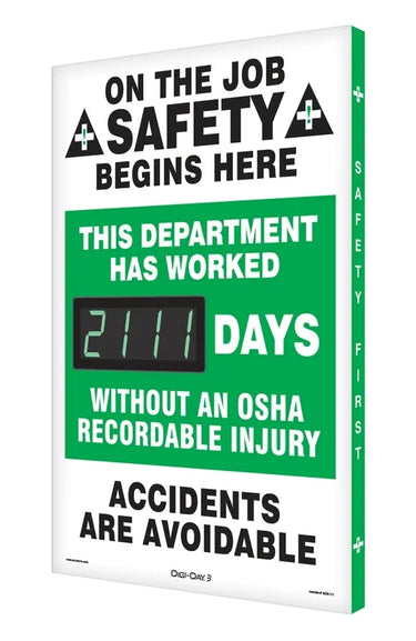 Electronic Scoreboards: This Department Has Worked _Days Without an OSHA Recordable Injury – Signs & Labels