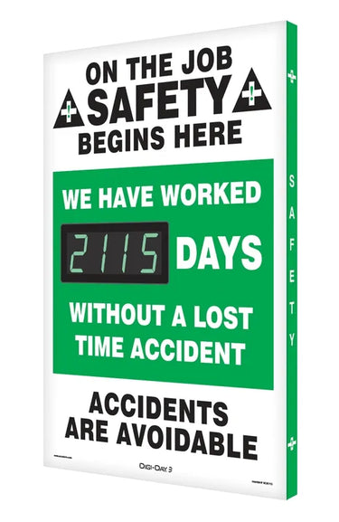 Electronic Safety Scoreboards: We Have Worked __Days Without A Lost Time Accident – Signs & Labels