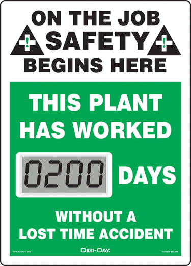Electronic Scoreboards: This Plant Has Worked _ Days Without A Lost Time Accident – Signs & Labels