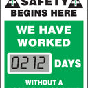 Electronic Scoreboards: On The Job Safety Begins Here - We Have Worked _ Days Without A Lost Time Accident – Signs & Labels