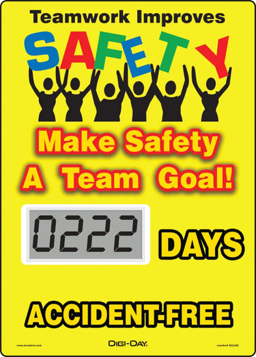 Electronic Scoreboards: Teamwork Improves Safety - Make Safety A Team Goal - _ Days Accident Free – Signs & Labels