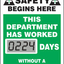 Electronic Scoreboards: On The Job Safety Begins Here - This Department Has Worked _ Days Without A Lost Time Accident – Signs & Labels
