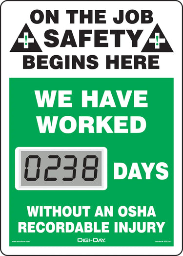 Electronic Scoreboards: We Have Worked _ Days Without An OSHA Recordable Injury – Signs & Labels