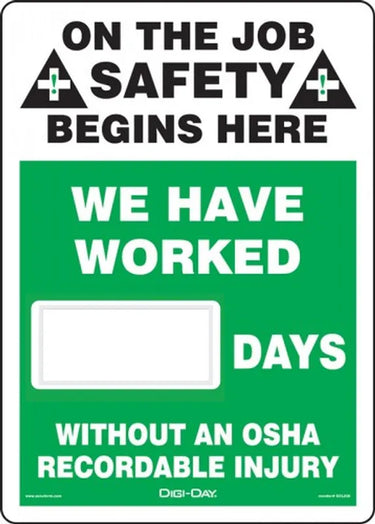 Magnetic Faces: We Have Worked _ Days Without An OSHA Recordable Injury – Signs & Labels