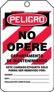 OSHA Danger Lockout Tag: Do Not Operate - Maintenance Department – Lockout/Tagout