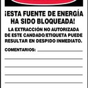 OSHA Danger Lockout Tag: Do Not Operate - Equipment Locked Out By – Lockout/Tagout