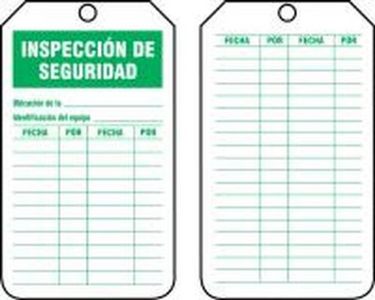 Equipment Status Safety Tag: Safety Inspection – Lockout/Tagout