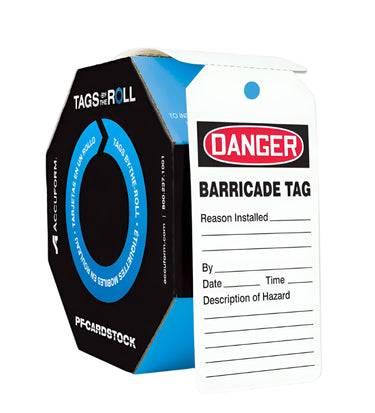 OSHA Danger Safety Tags: Tags By-The-Roll- Barricade Tag – Lockout/Tagout