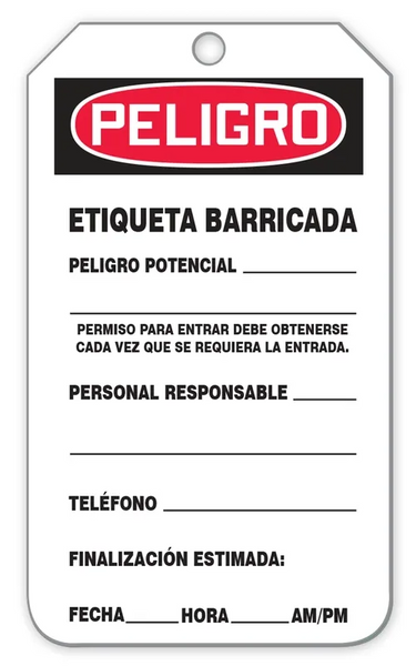 OSHA Danger Tags By-The-Roll: Barricade Tag – Lockout/Tagout
