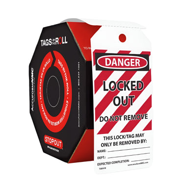 OSHA Danger Safety Tags: Tags By-The-Roll- Locked Out – Lockout/Tagout